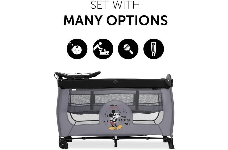 hauck Sleep N Play Center Travel Cot - Mickey Mouse Grey hauck Sleep N Play Center Travel Cot - Mickey Mouse Grey