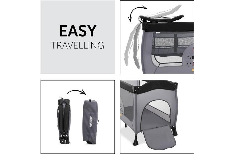 hauck Sleep N Play Center Travel Cot - Mickey Mouse Grey hauck Sleep N Play Center Travel Cot - Mickey Mouse Grey