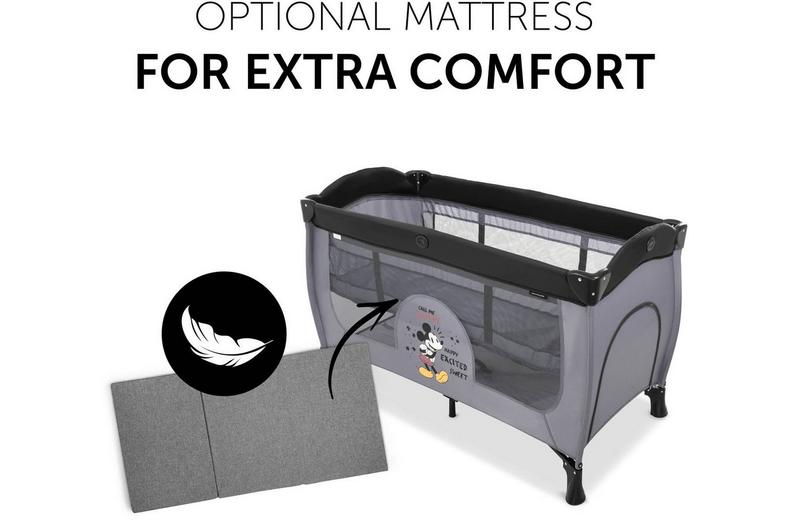 hauck Sleep N Play Center Travel Cot - Mickey Mouse Grey hauck Sleep N Play Center Travel Cot - Mickey Mouse Grey