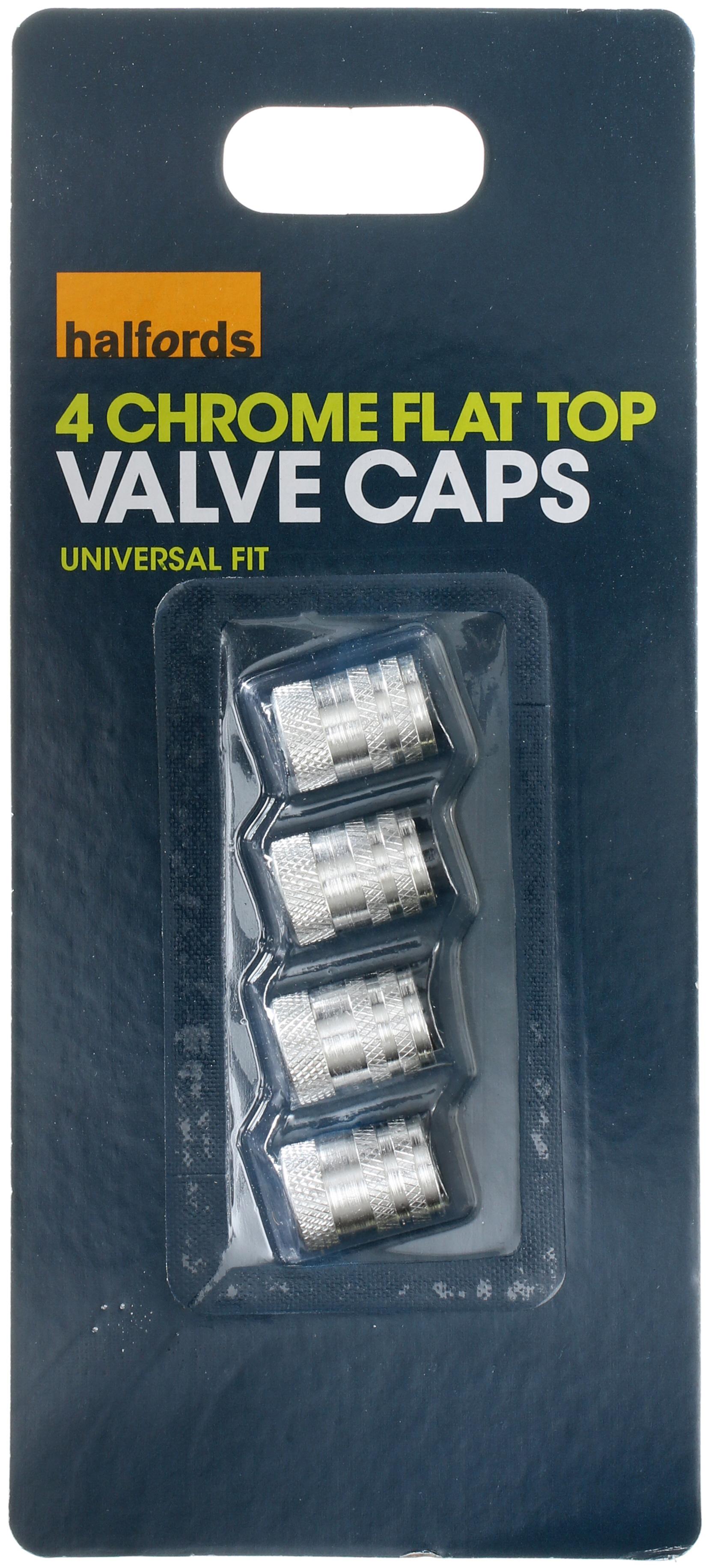 Halfords Flat Valve Caps Chrome