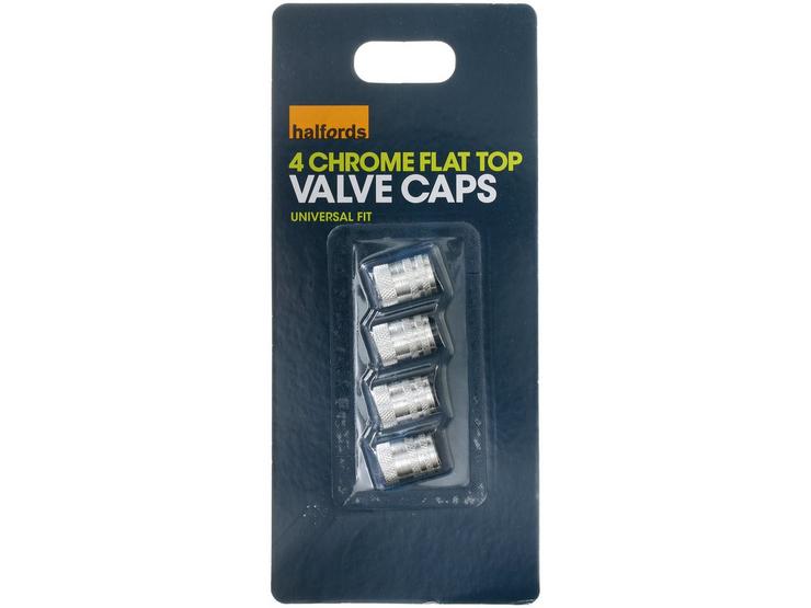 Halfords Flat Valve Caps Chrome