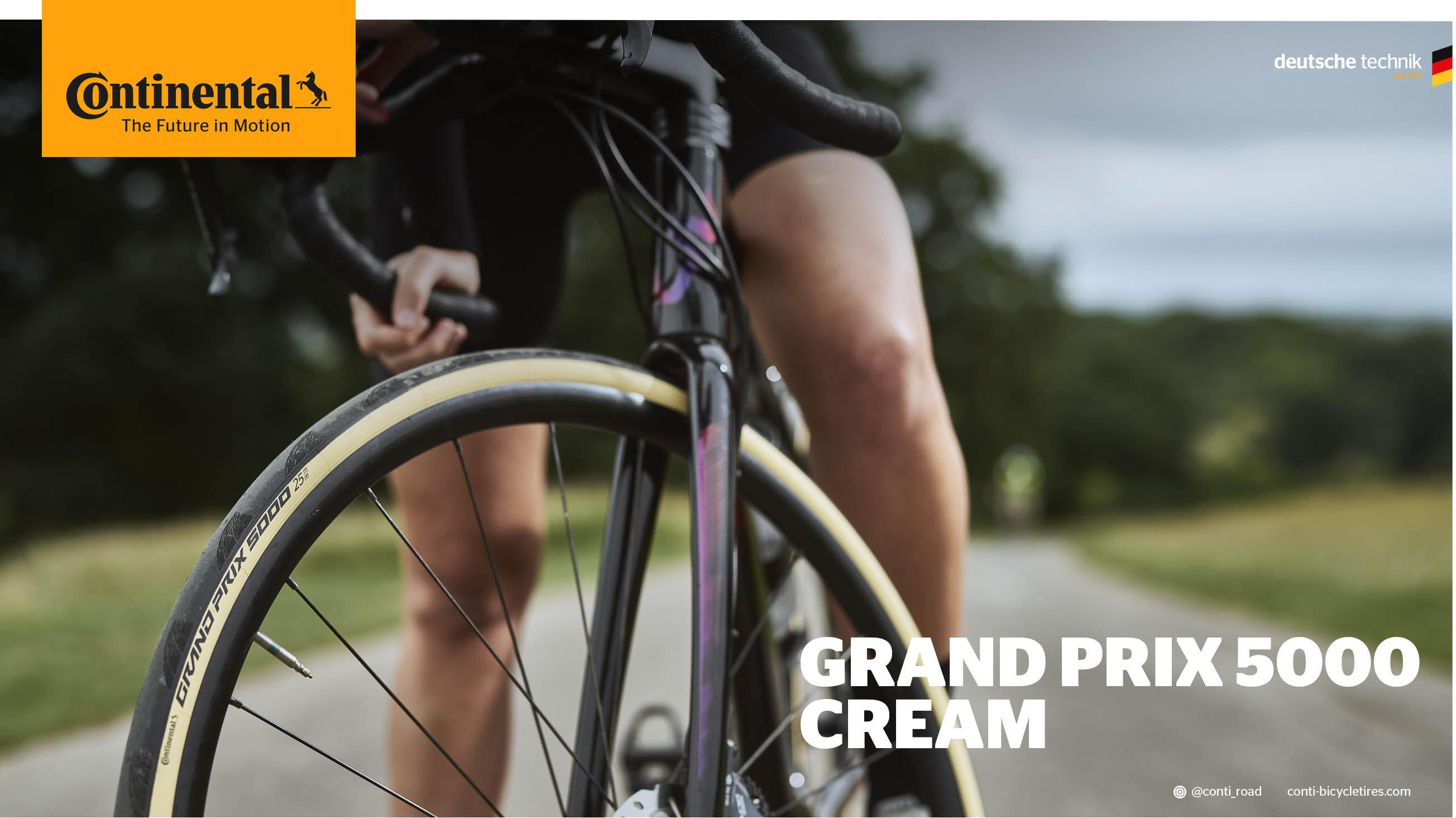 Continental Grand Prix 5000 Clincher Tyre Cream, 700x25c