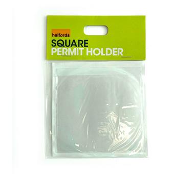 Halfords Square Permit Holder up to 90 x 90mm Clear Plastic Self Adhesive 