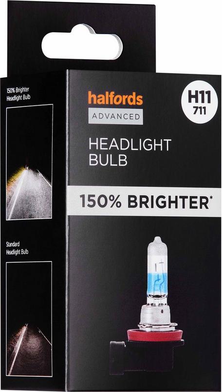 H11 711 Car Headlight Bulb Halfords Advanced Up To +100 percent Brighter  Single Pack