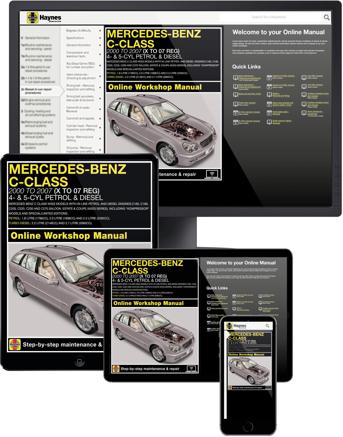 Haynes Online Manual Mercedes-Benz C-Class 2000-07 - 1 Year
