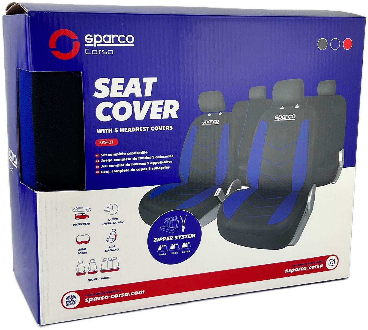 Seat Cover Black/Blue Polyester