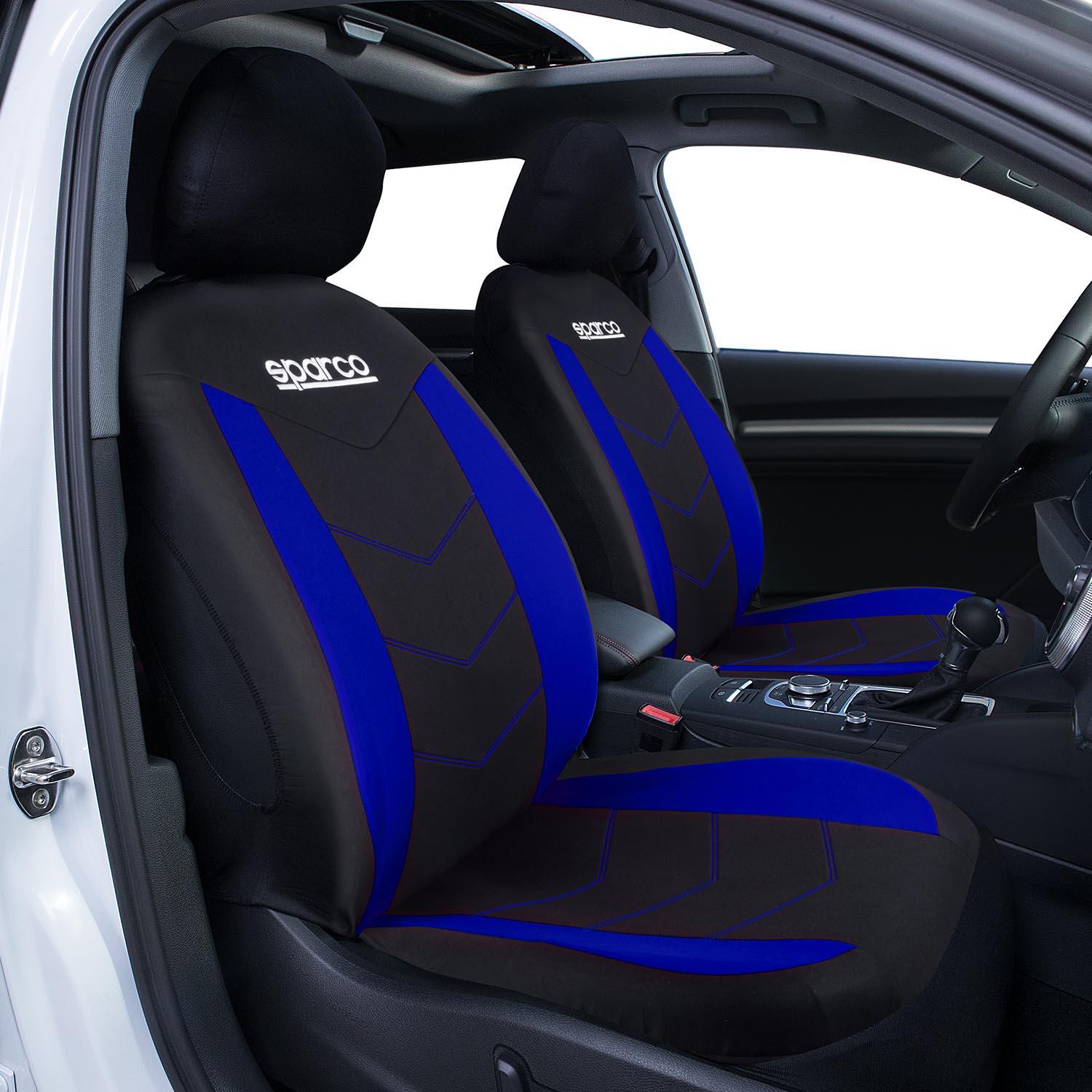 Seat Cover Black/Blue Polyester
