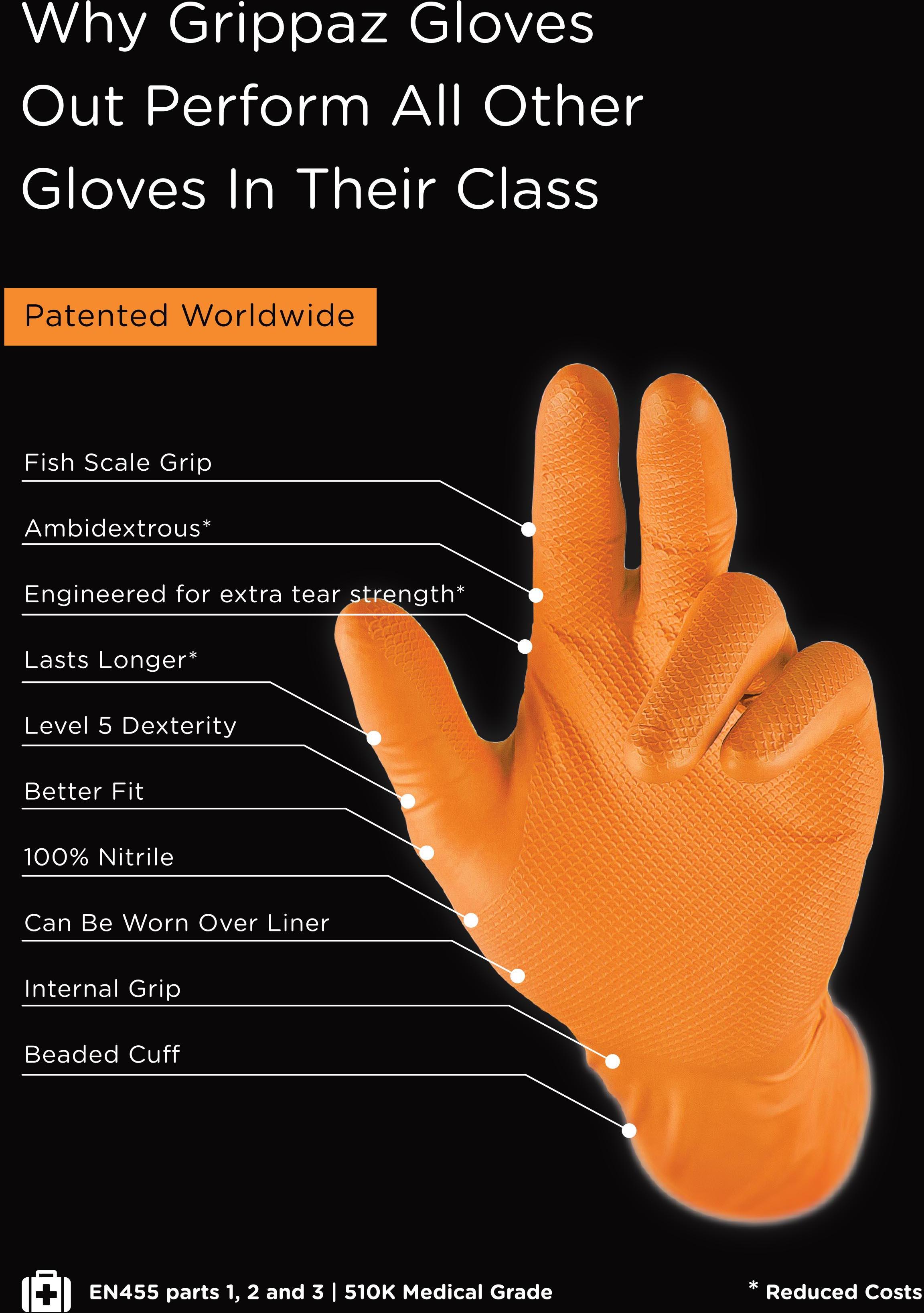 Fuzz Brand Nitrile Glove Orange L