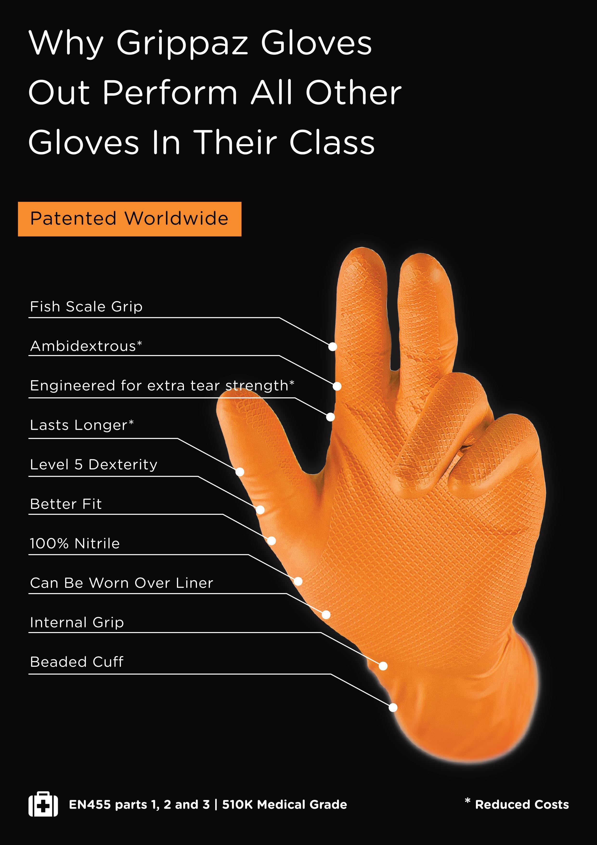 Fuzz Brand Nitrile Glove Orange XL