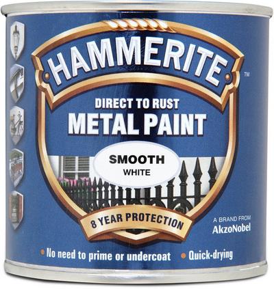 Hammerite Direct to Rust Metal Paint Smooth White 250ml Hammerite Direct to Rust Metal Paint Smooth White 250ml