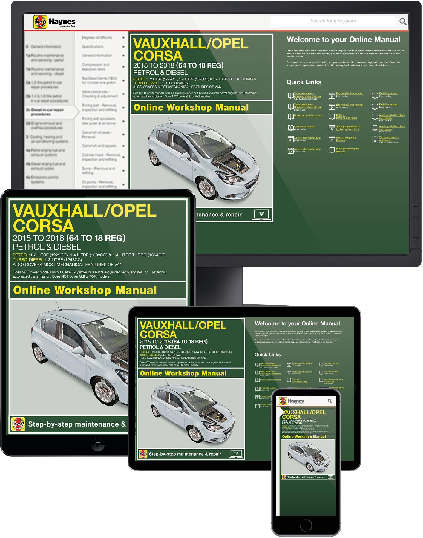 Haynes Online Manual Vauxhall Corsa 201518 1 Year Halfords UK