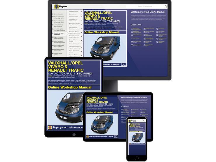 Haynes Online Manual Vauxhall Vivaro & Renault Trafic May 2001-14 - 1 Year