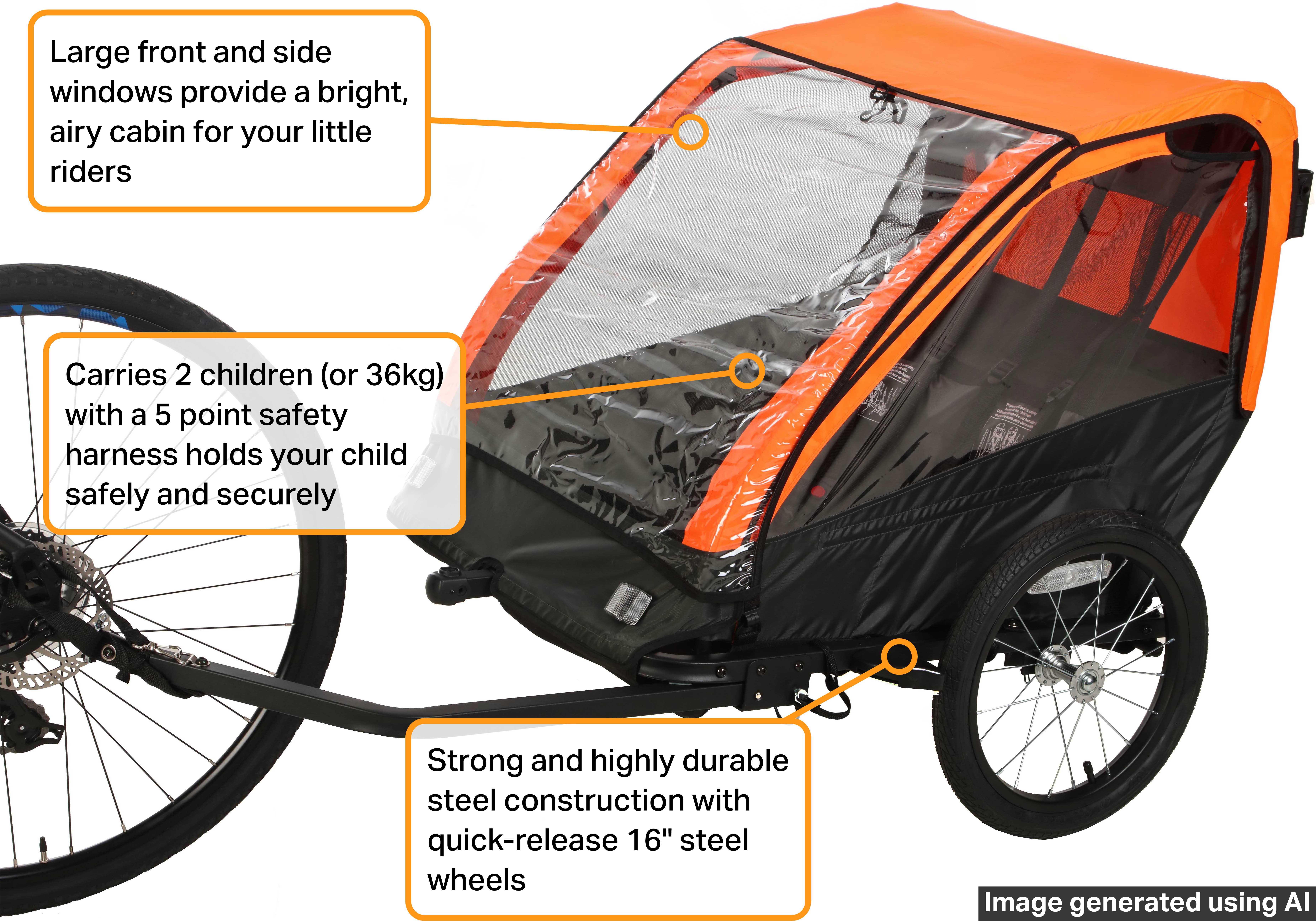 Halfords Double Child Bike Trailer