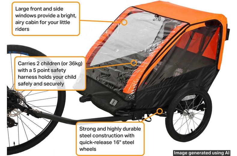 Halfords Double Child Bike Trailer Halfords Double Child Bike Trailer