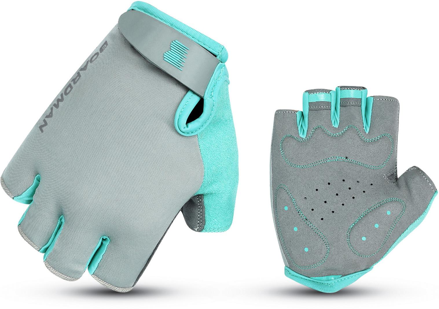 Boardman Womens Cycling Mitts Grey/Turquoise, Large