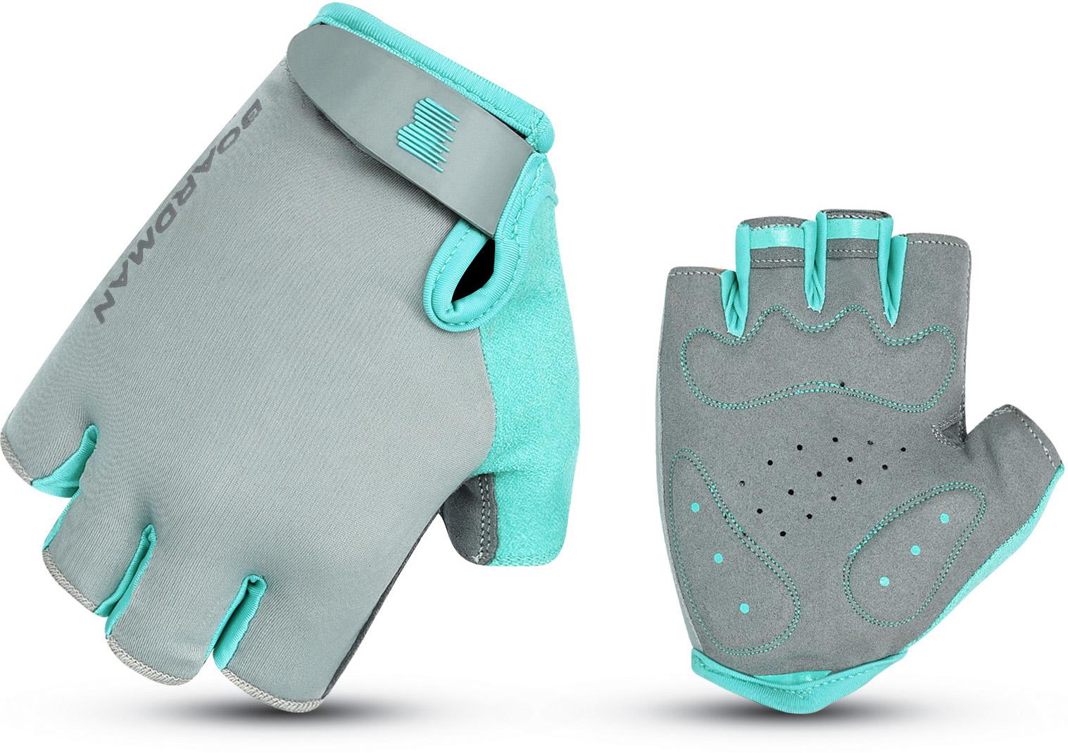 Boardman Womens Cycling Mitts Grey/Turquoise, Small