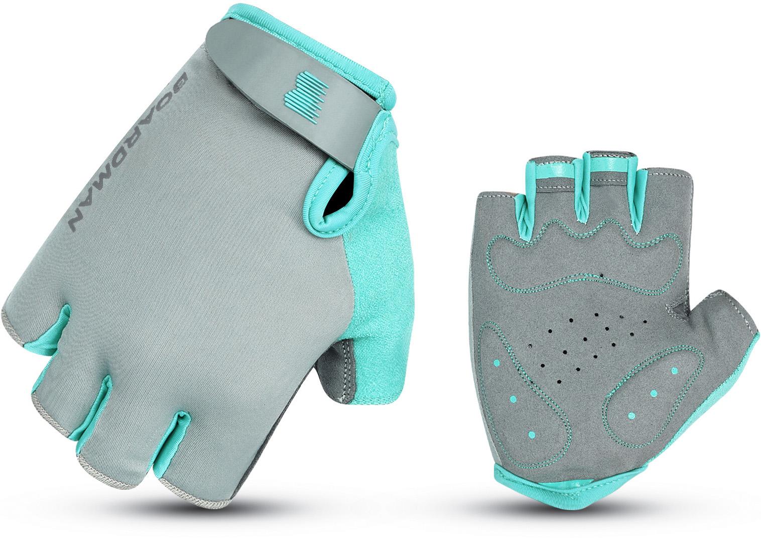 Boardman Womens Cycling Mitts Grey/Turquoise, Extra Large