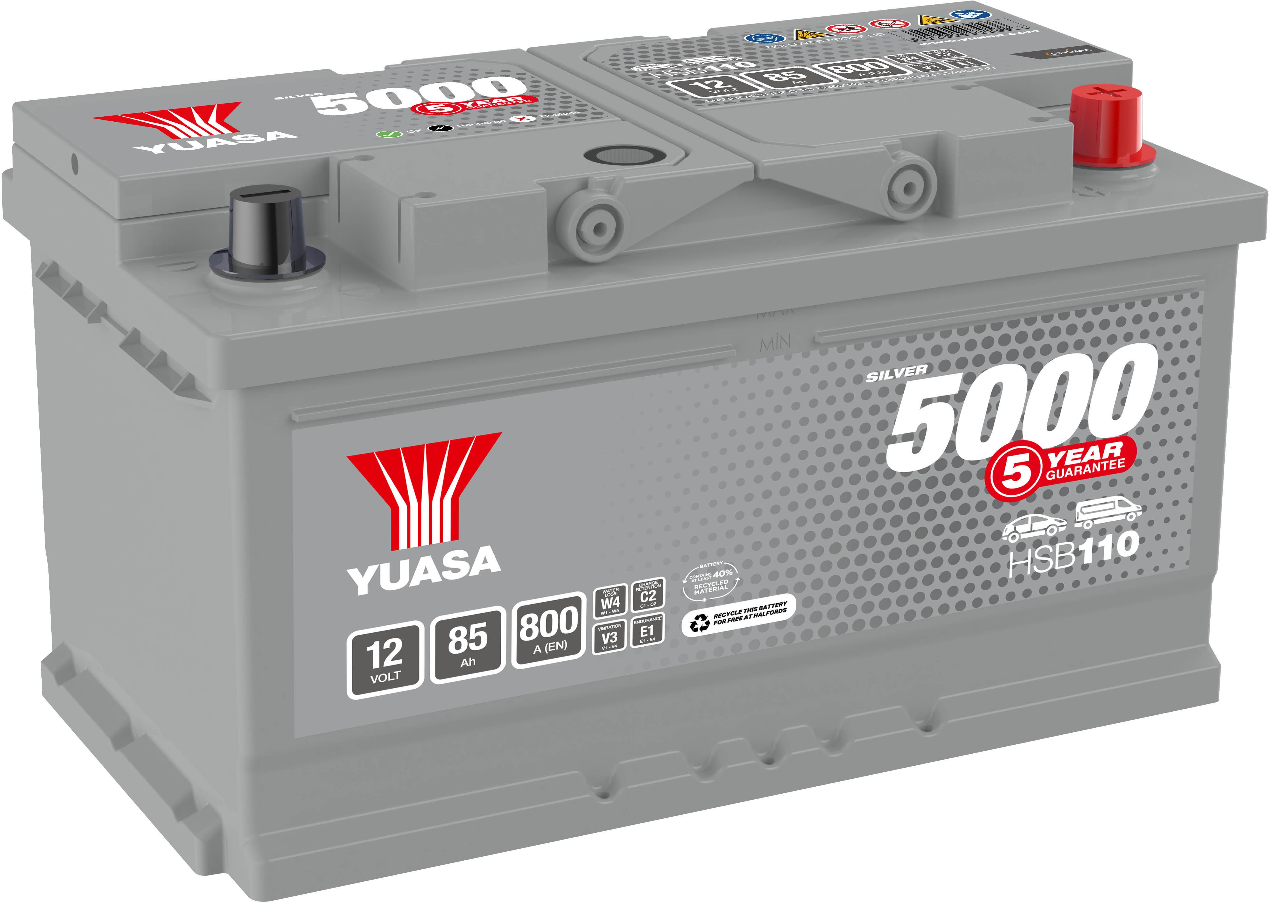 Yuasa Hsb110 Silver 12V Car Battery 5 Year Guarantee
