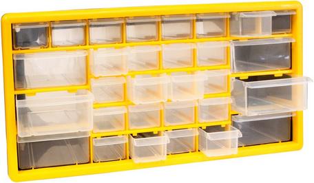 TERRY VISION 16 BIS Drawer small parts organizer with label holder, 4  drawers with separator 20,8x22,2x20,8