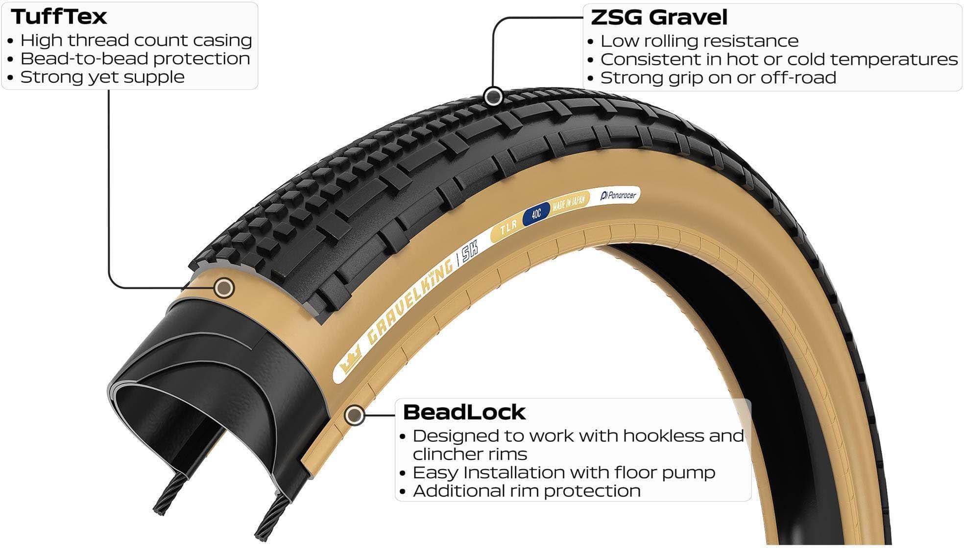 Panaracer Gravel King SK TLR Gravel Tyre, Black/Brown 29x2.10"