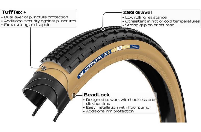 Panaracer Gravel King SK Plus TLR Tyre, Black/Brown 700x35c Panaracer Gravel King SK Plus TLR Tyre, Black/Brown 700x35c