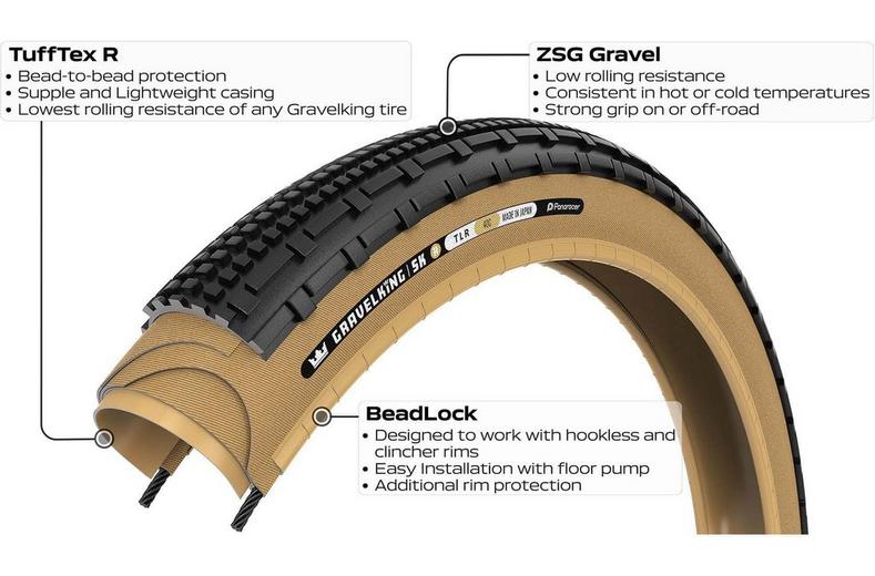 Panaracer Gravel King SK R TLR Gravel Tyre, Black/Amber 700x40c Panaracer Gravel King SK R TLR Gravel Tyre, Black/Amber 700x40c