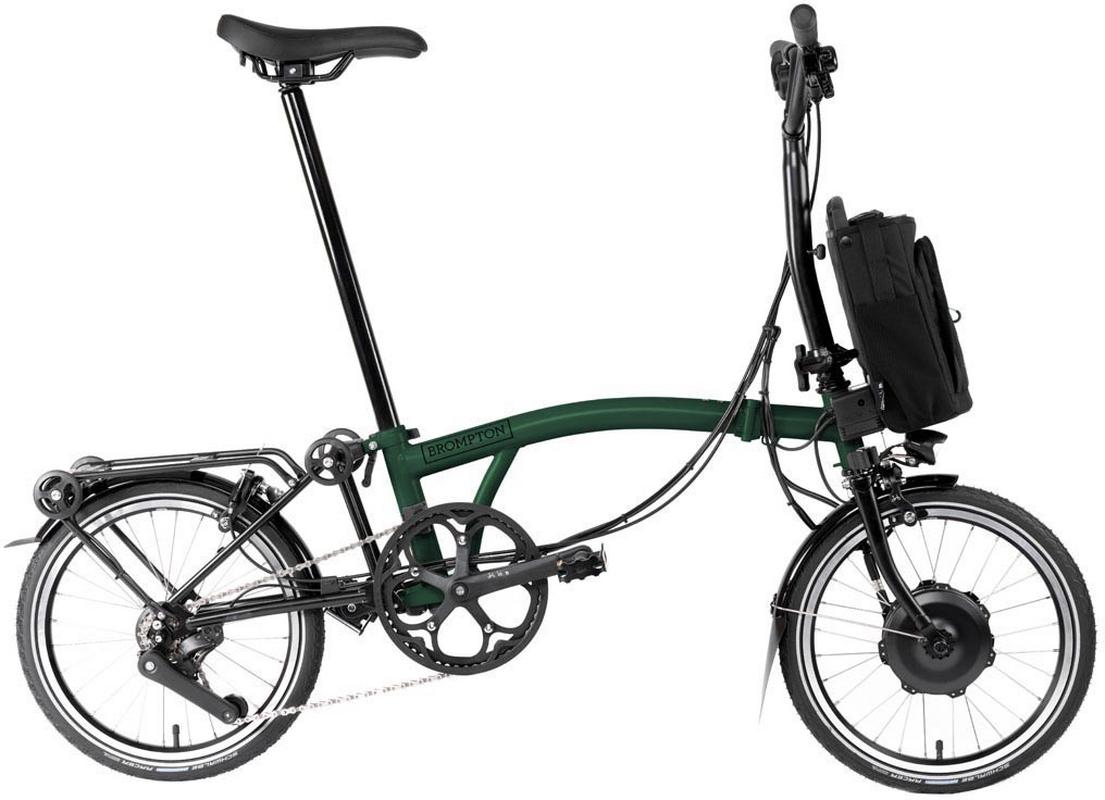 Halfords Brompton Electric C Line Explore E-Folding Bike, 12 Speed - Racing Green | Extra 8% off for BC Members