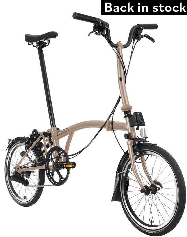 Ex-Display Brompton C Line Explore High Handlebar Folding Bike, Dune Sand - 16" Wheel