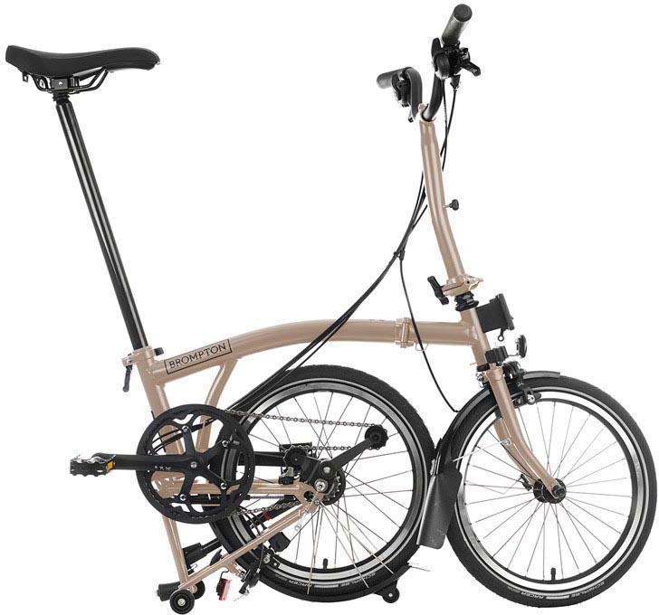 Ex-Display Brompton C Line Explore High Handlebar Folding Bike, Dune Sand - 16" Wheel