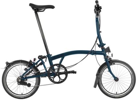 Brompton C Line Explore Mid Handlebar Folding Bike Ocean Blue Halfords UK