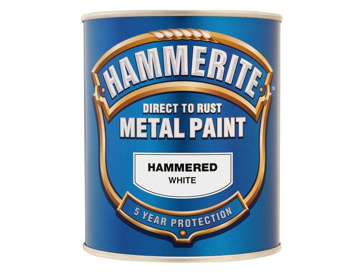 Hammerite Direct to Rust Metal Paint Hammered White 750ml