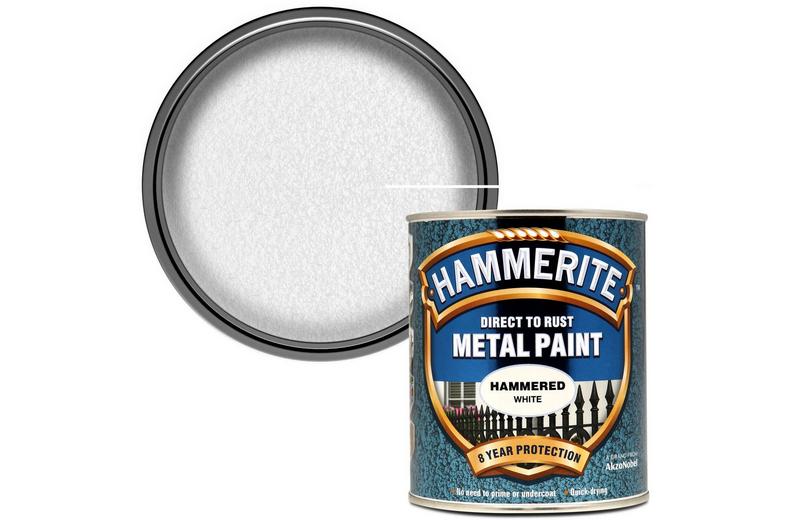 Hammerite Direct to Rust Metal Paint Hammered White 750ml Hammerite Direct to Rust Metal Paint Hammered White 750ml