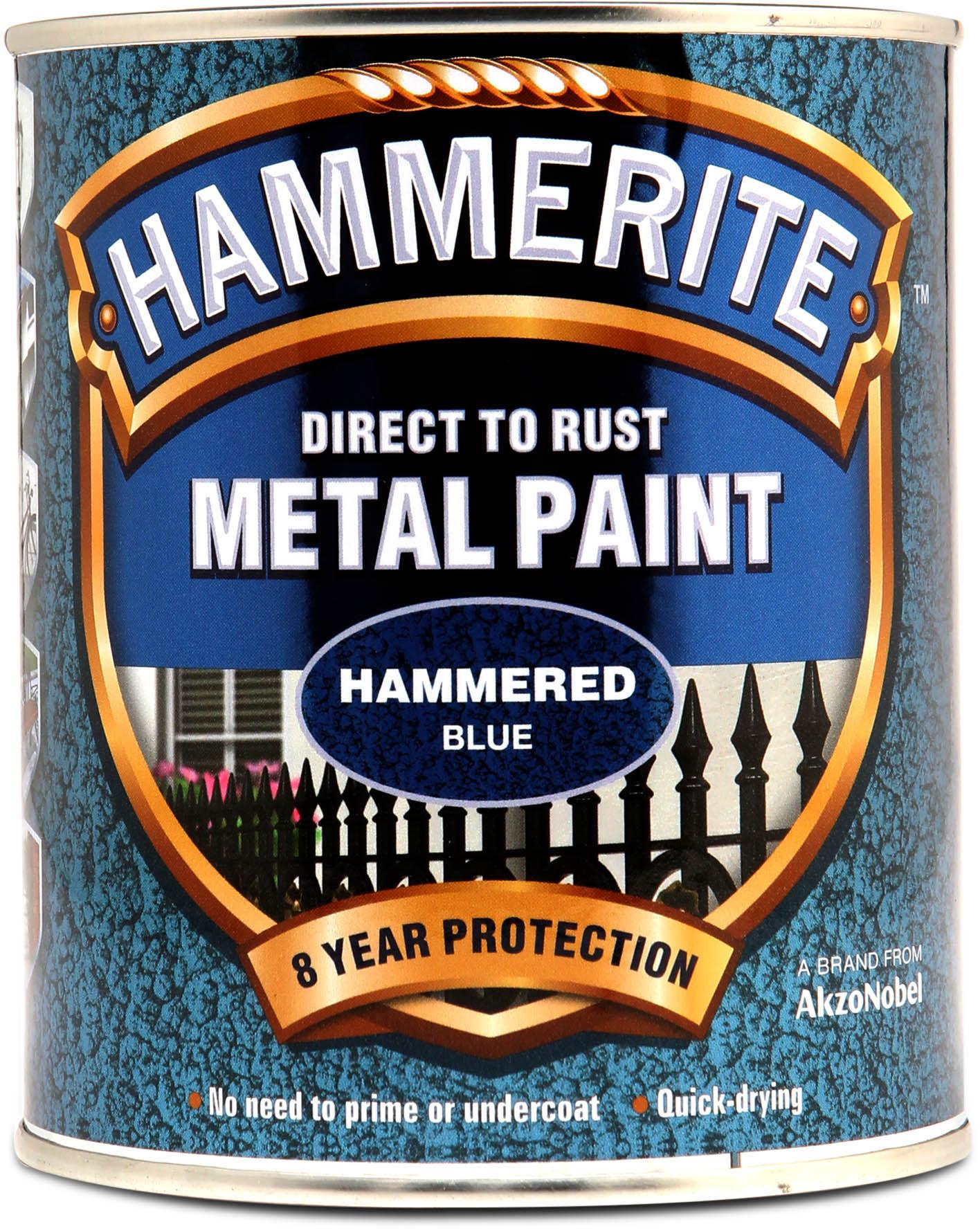 Hammerite Direct to Rust Metal Paint Hammered Blue 750ml