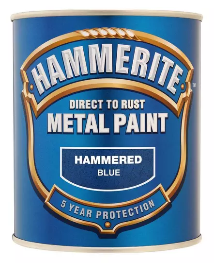 Hammerite Direct Rust Metal Paint Hammered Blue 750ml | Halfords IE