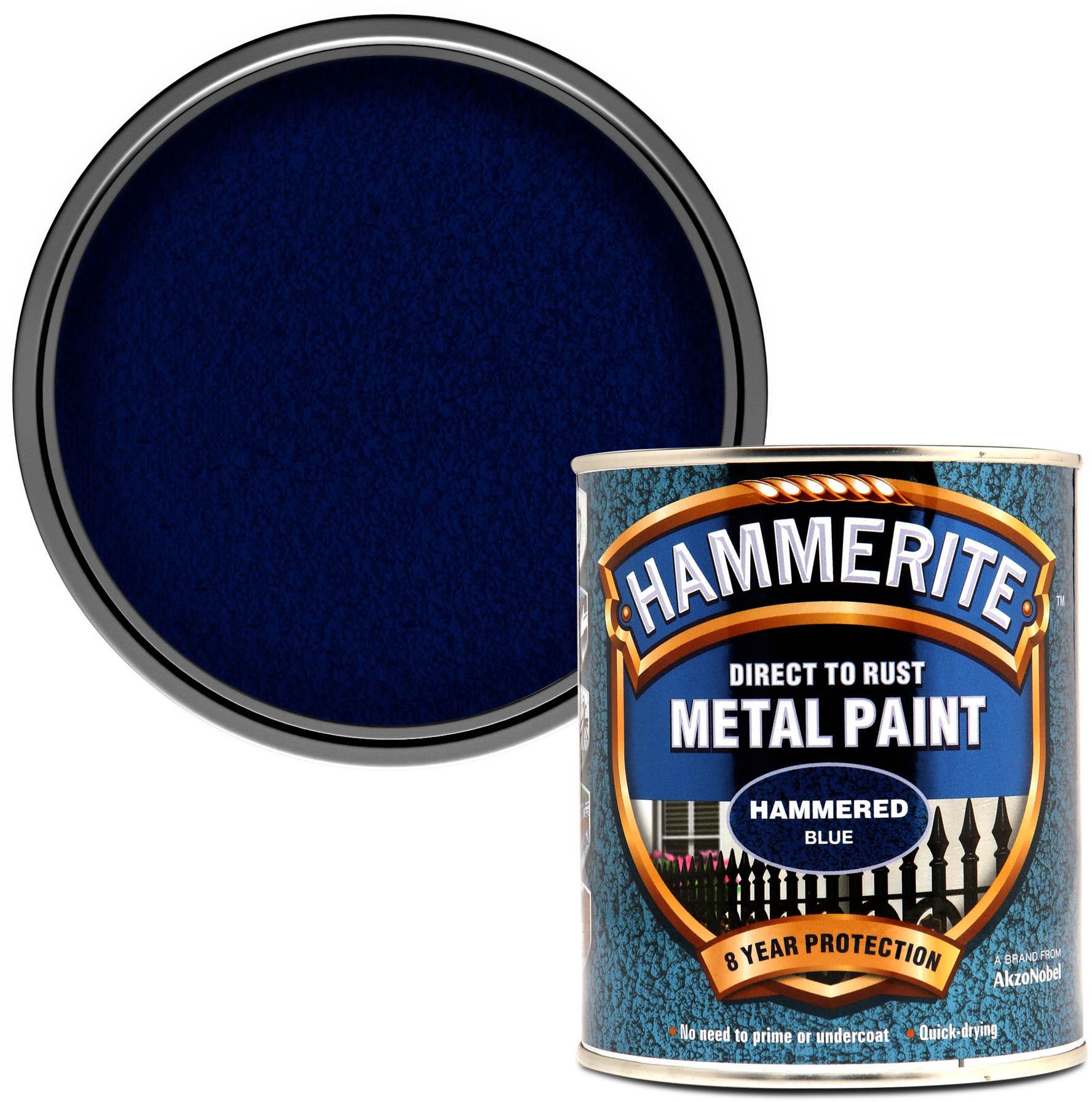 Hammerite Direct to Rust Metal Paint Hammered Blue 750ml