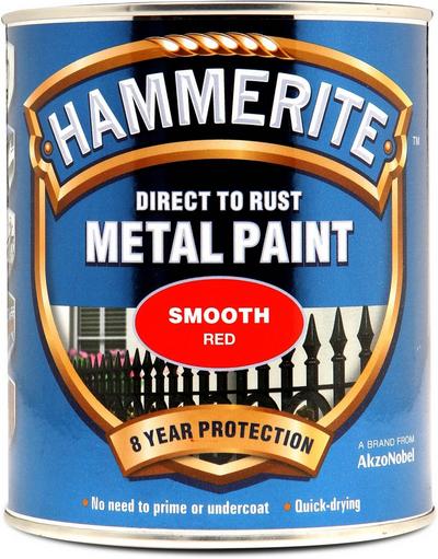 Hammerite Direct to Rust Metal Paint Smooth Red 750ml Hammerite Direct to Rust Metal Paint Smooth Red 750ml