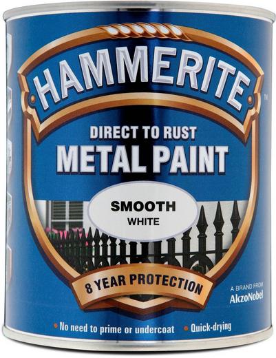 Hammerite Direct to Rust Metal Paint Smooth White 750ml Hammerite Direct to Rust Metal Paint Smooth White 750ml