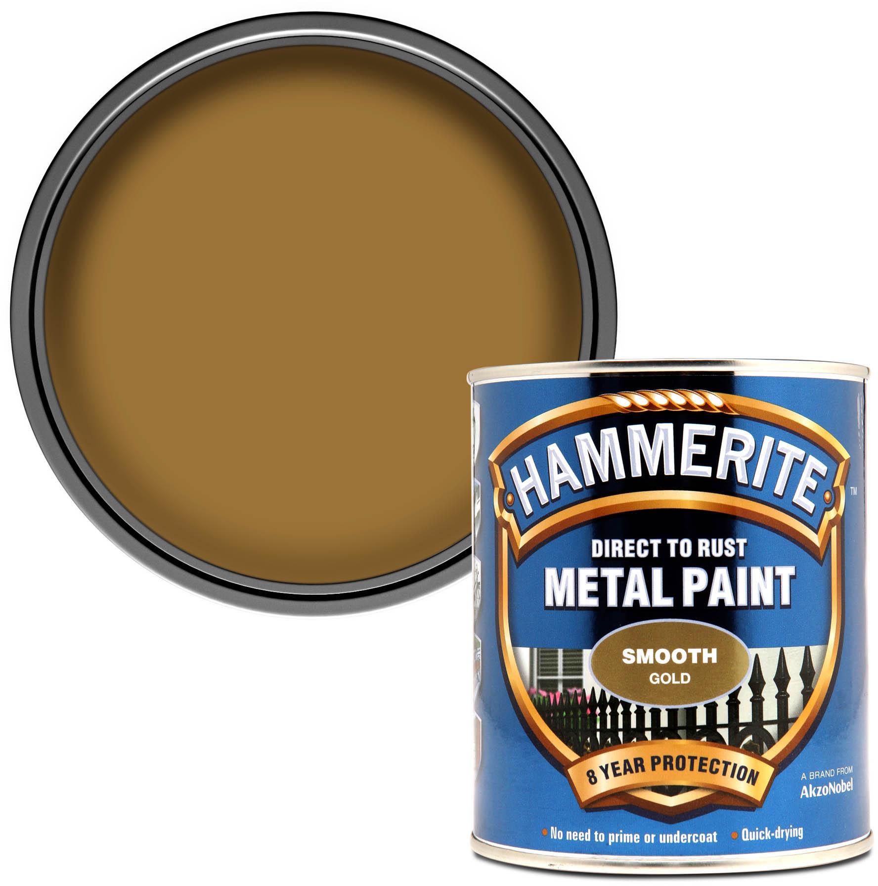 Hammerite Direct to Rust Metal Paint Smooth Gold 750ml