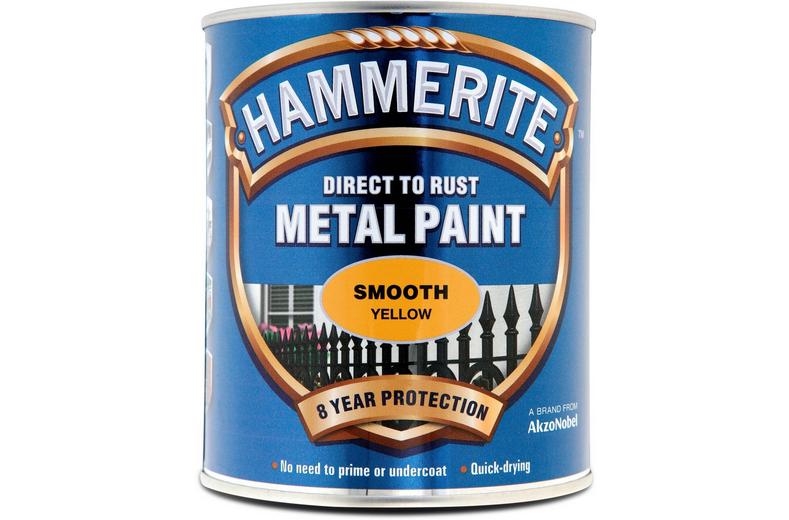 Hammerite Direct to Rust Metal Paint Smooth Yellow 750ml Hammerite Direct to Rust Metal Paint Smooth Yellow 750ml