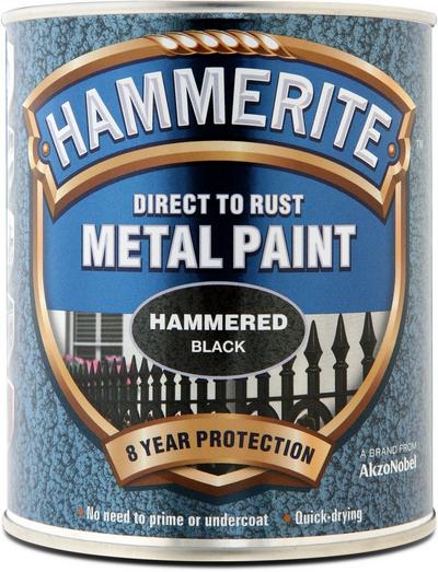 Hammerite Direct to Rust Metal Paint Hammered Black 750ml Hammerite Direct to Rust Metal Paint Hammered Black 750ml