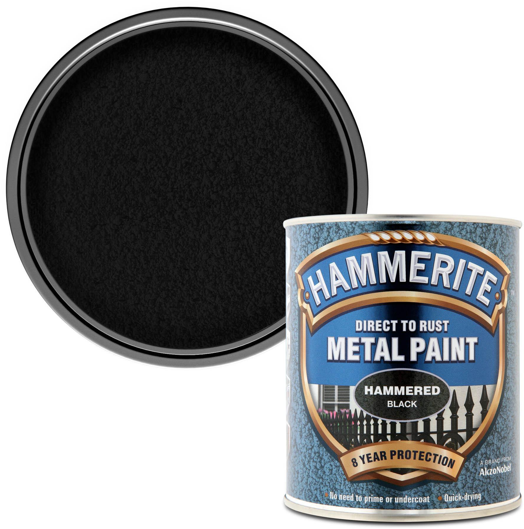 Hammerite Direct to Rust Metal Paint Hammered Black 750ml