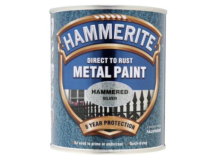 Hammerite Direct to Rust Metal Paint Hammered Silver 750ml