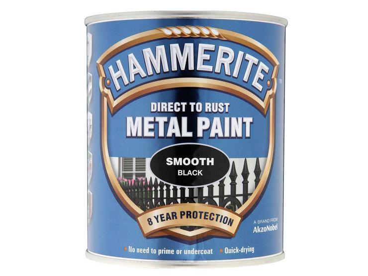 Hammerite Direct to Rust Metal Paint Smooth Black 750ml