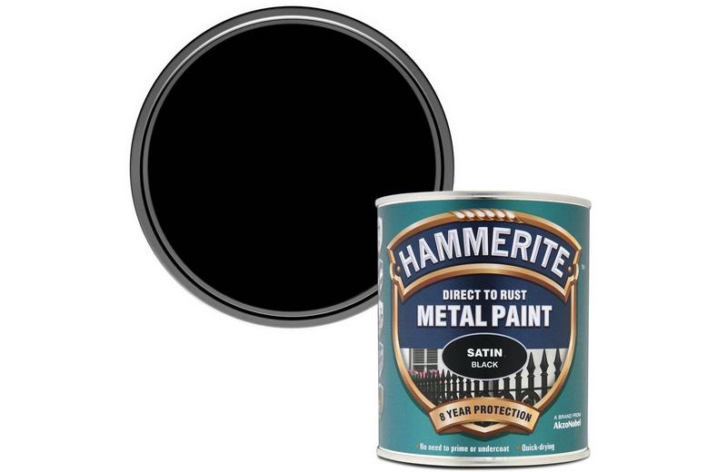 Hammerite Direct to Rust Metal Paint Satin Black 750ml Hammerite Direct to Rust Metal Paint Satin Black 750ml