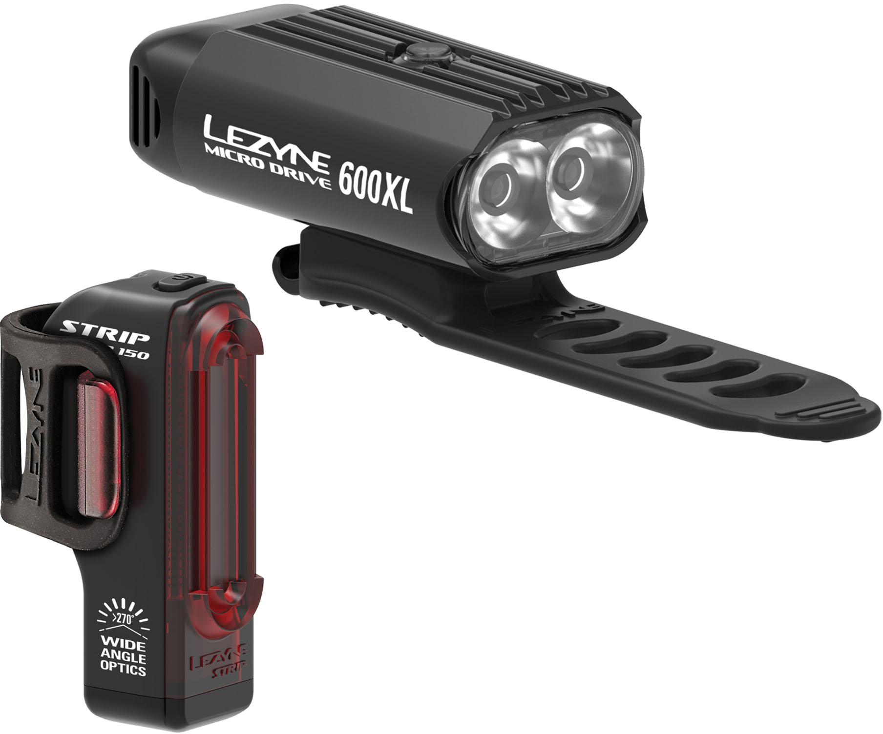 Lezyne Micro Drive 600Xl / Strip Bike Light Set, Black