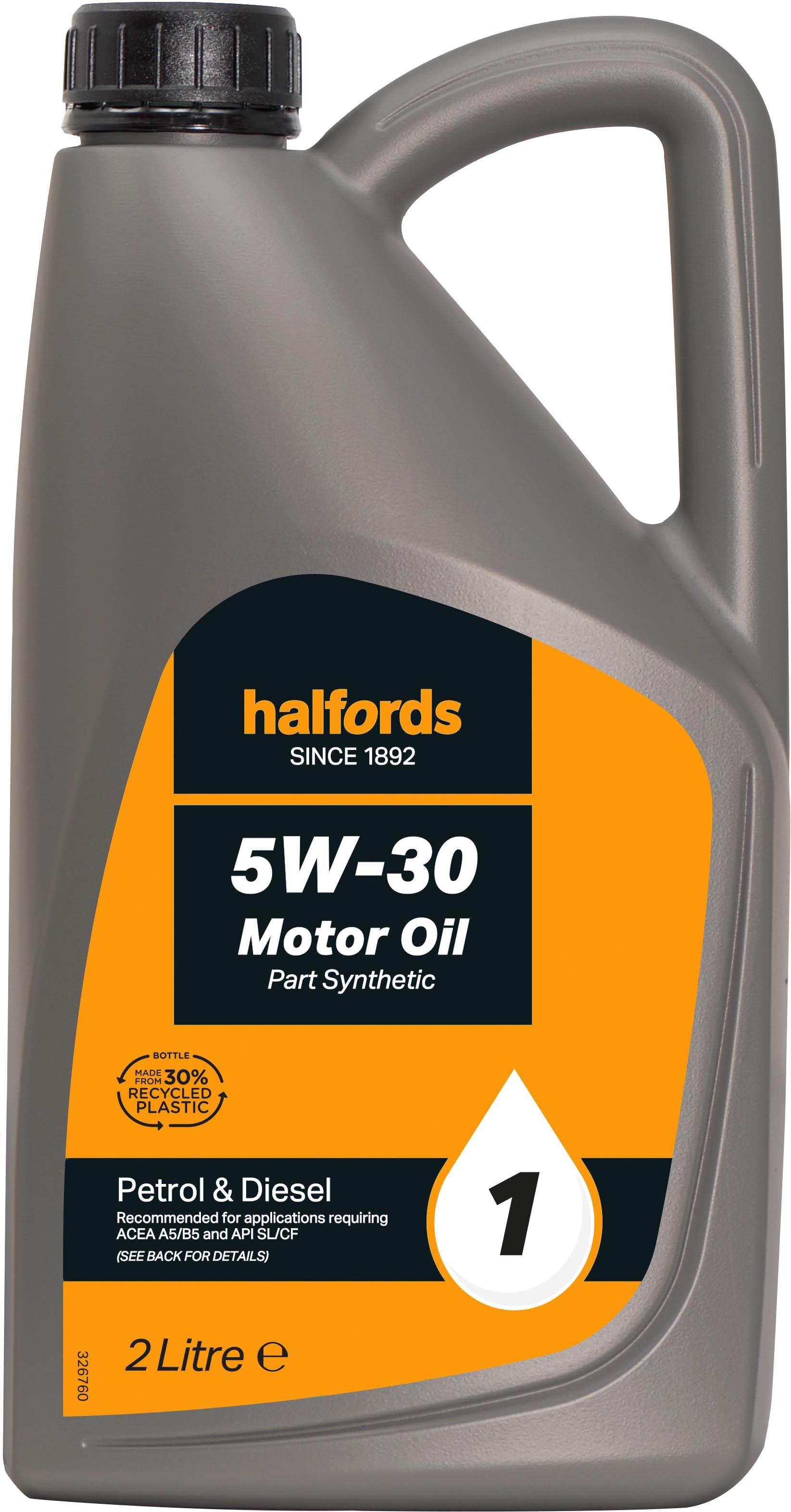 Halfords 5W30 Part Synthetic Oil 1 - 2 Litres