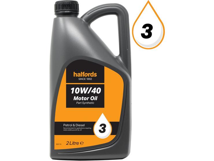 Halfords 10W40 Part Synthetic Oil 3 - 2 Litres