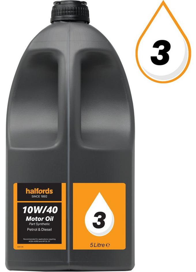 Halfords 10W40 Part Synthetic Oil 3 - 5 Litres