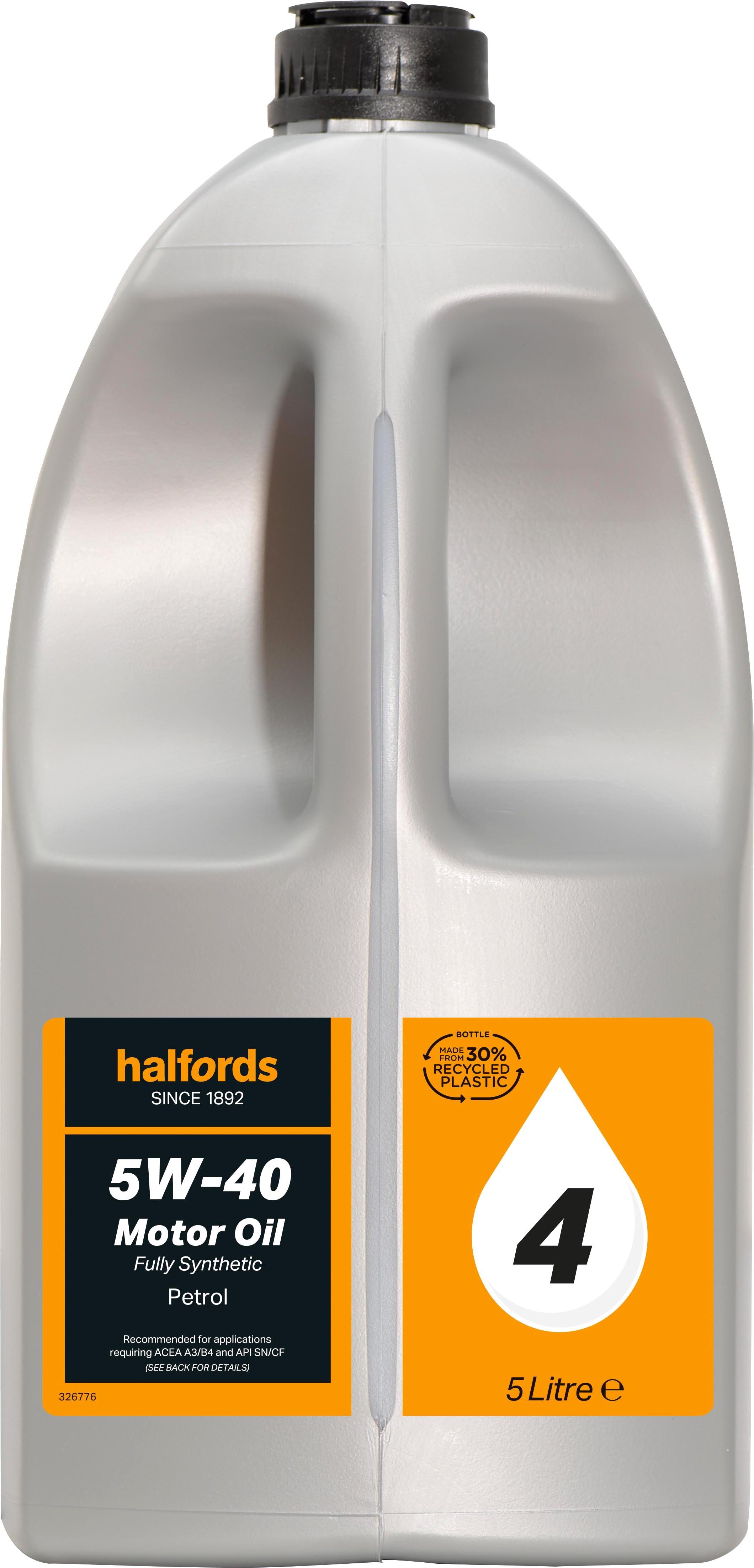Halfords 5W40 Fully Synthetic Oil 4 - 5 Litres