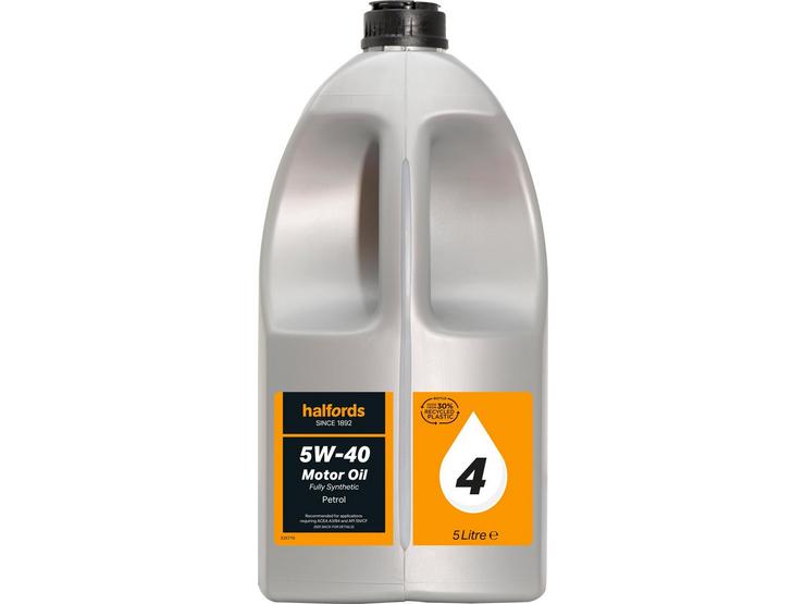 Halfords 5W40 Fully Synthetic Oil 4 - 5 Litres